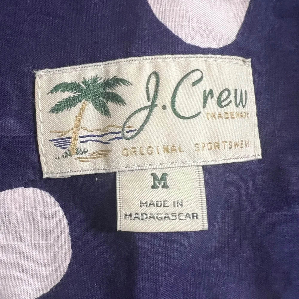 J.CREW Mens Short-sleeve Slub cotton camp collar shirt in Blue Polka Dot, Medium - Picture 7 of 12